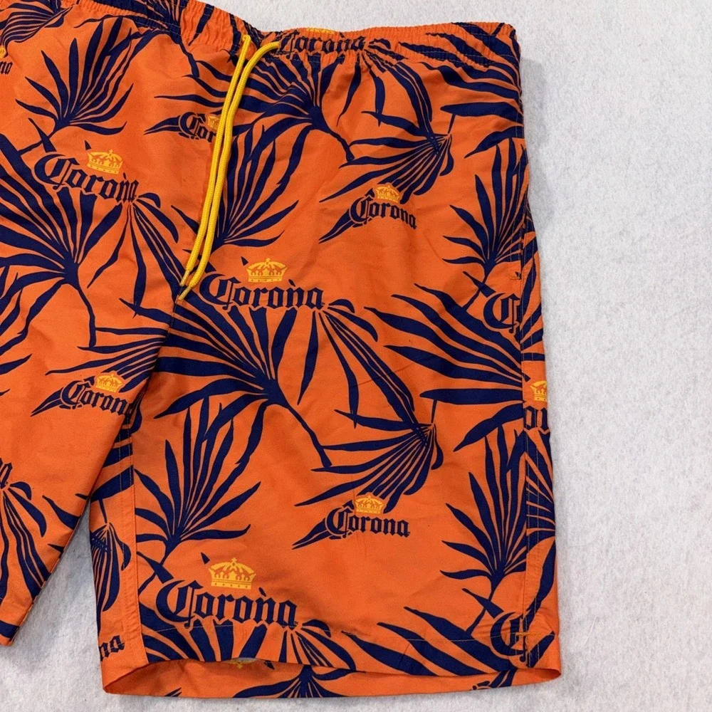 Corona Men's Swimwear Size Large Pool Beach Trunks‎ , Shorts Orange With Blue
